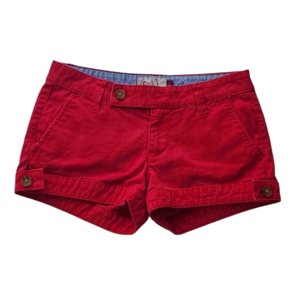 Women's Red Casual Cotton Shorts